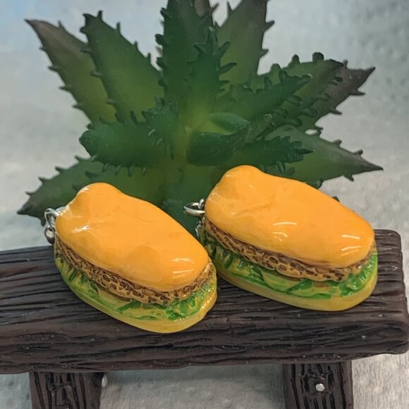 Sub Sandwich Earrings, Funny Food Earrings, Silly Earrings, Sandwich Earring - Picture 3 of 5